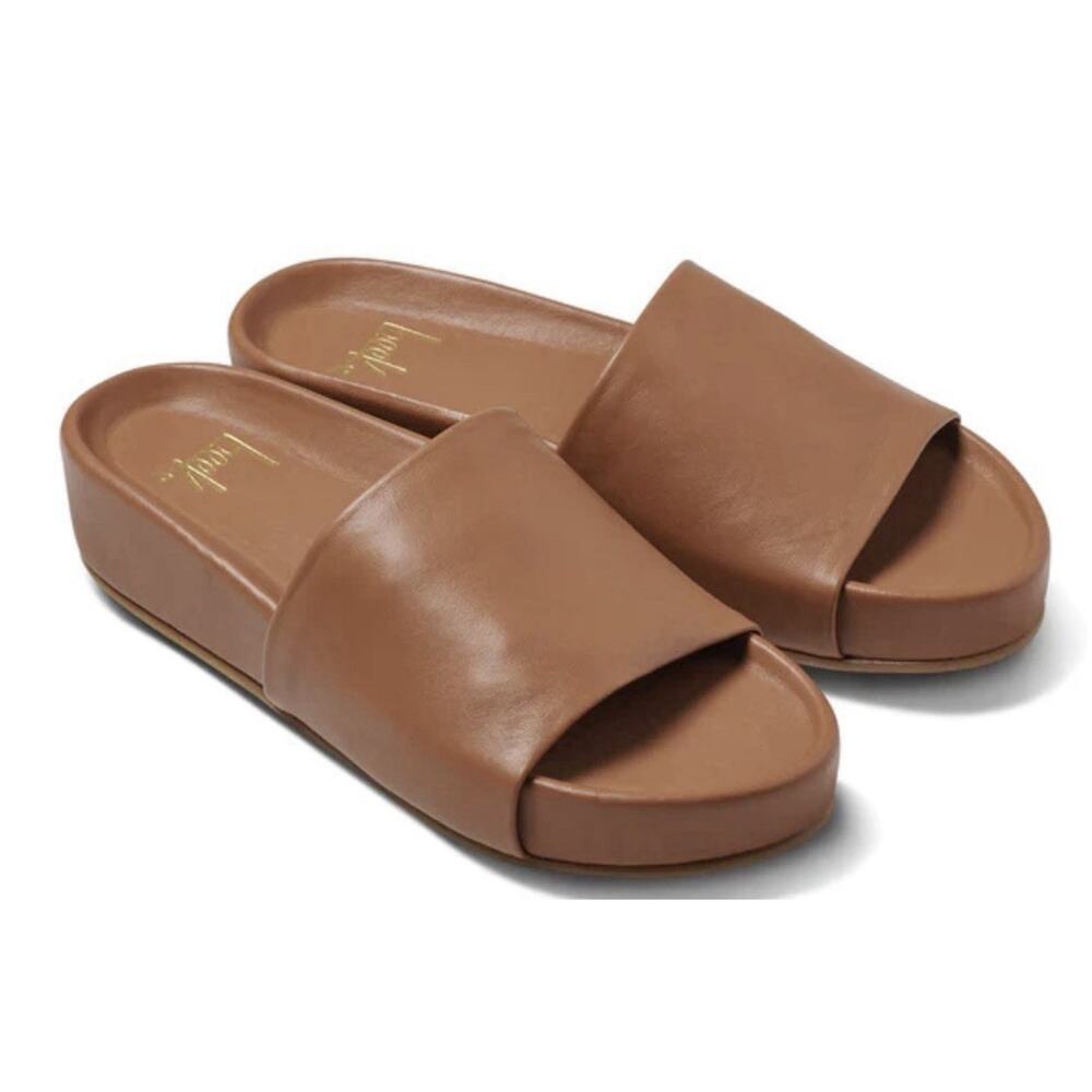 🆕Beek Pelican Tan Leather Platform Slide Sandal Size 7 NIB